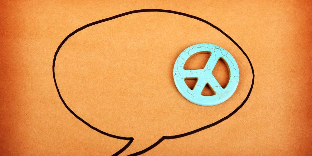 GespraechsblasePeaceZeichen